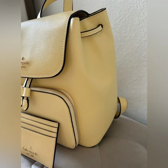 Kate Spade Kristi Flap Backpack & Madison Slim Card Holder Butter - Picture 4 of 11